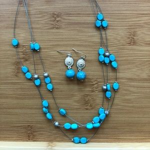 Turquoise necklace And Earring set